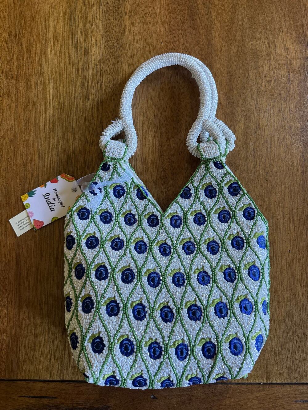 NWT Viral Blueberry Beaded Bag Handmade in India Fruit Purse